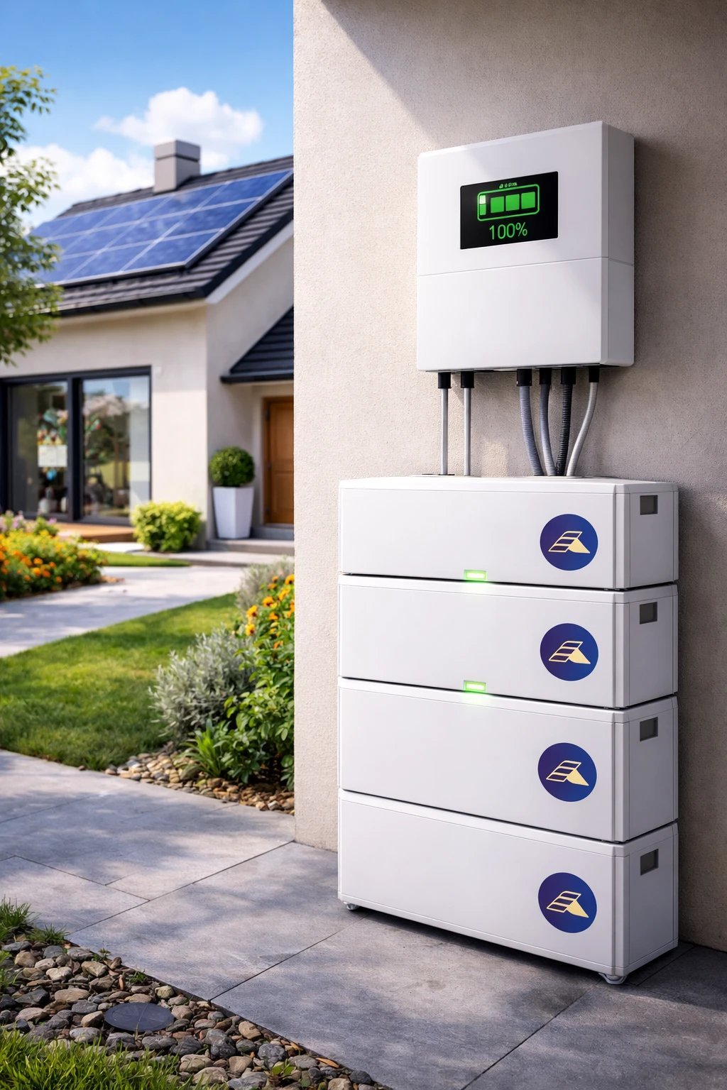 Bateria integrada a uma instalação solar residencial